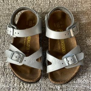 Birkenstock Rio Silver Toddler/Girls Sandals Size 24/US 6/ 150 Minimal Wear